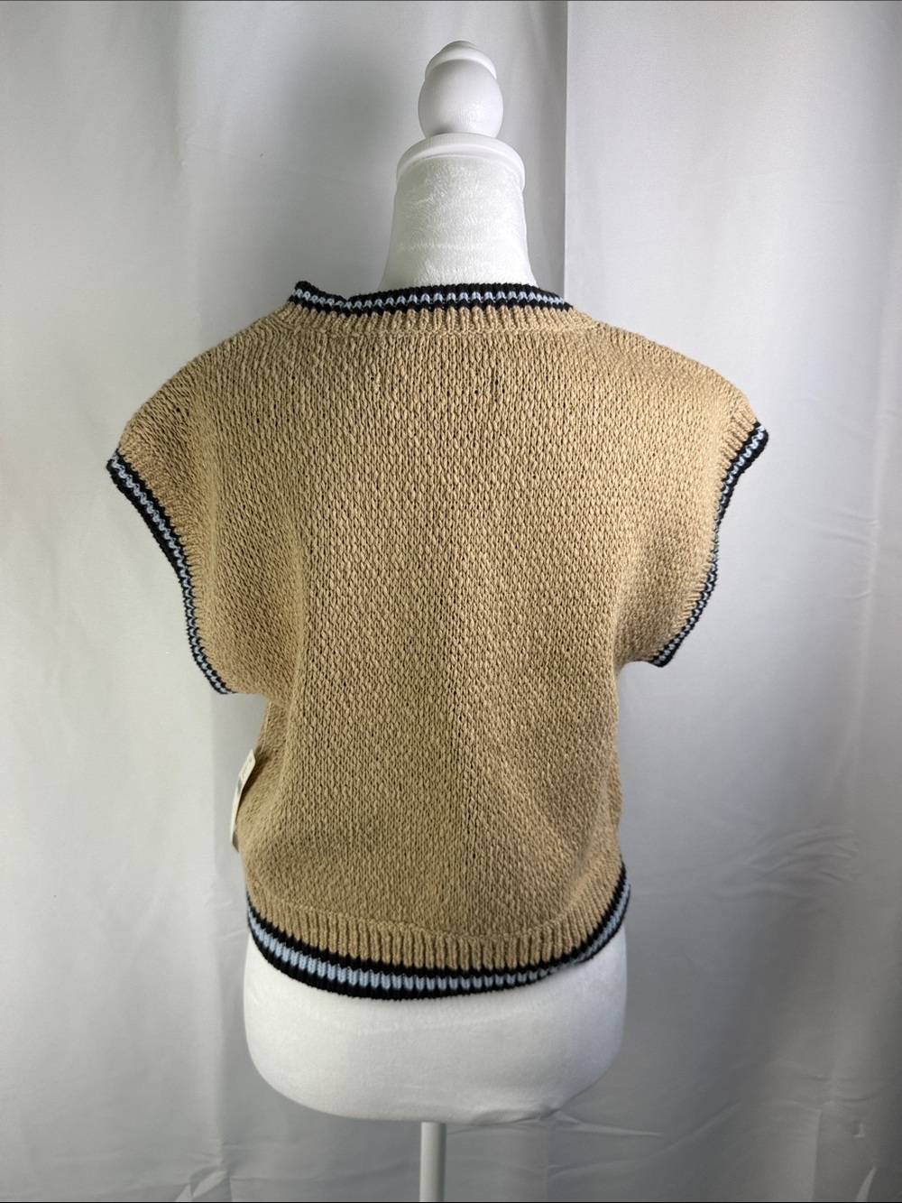 Maeve Tan Bee Intarsia Sweater Vest with Black & Yellow Accents - Picture 4 of 5